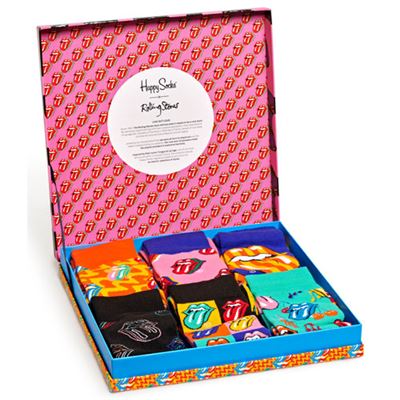 Multi Tongue Logo Happy Socks (6-Pack Men Socks Gift Box) - The Rolling Stones - platenzaak.nl